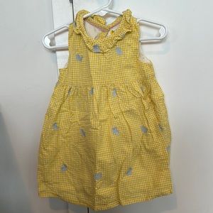 Baby Boden Yellow Checked Dress with Rabbit Print 6-12 months (80cm)
